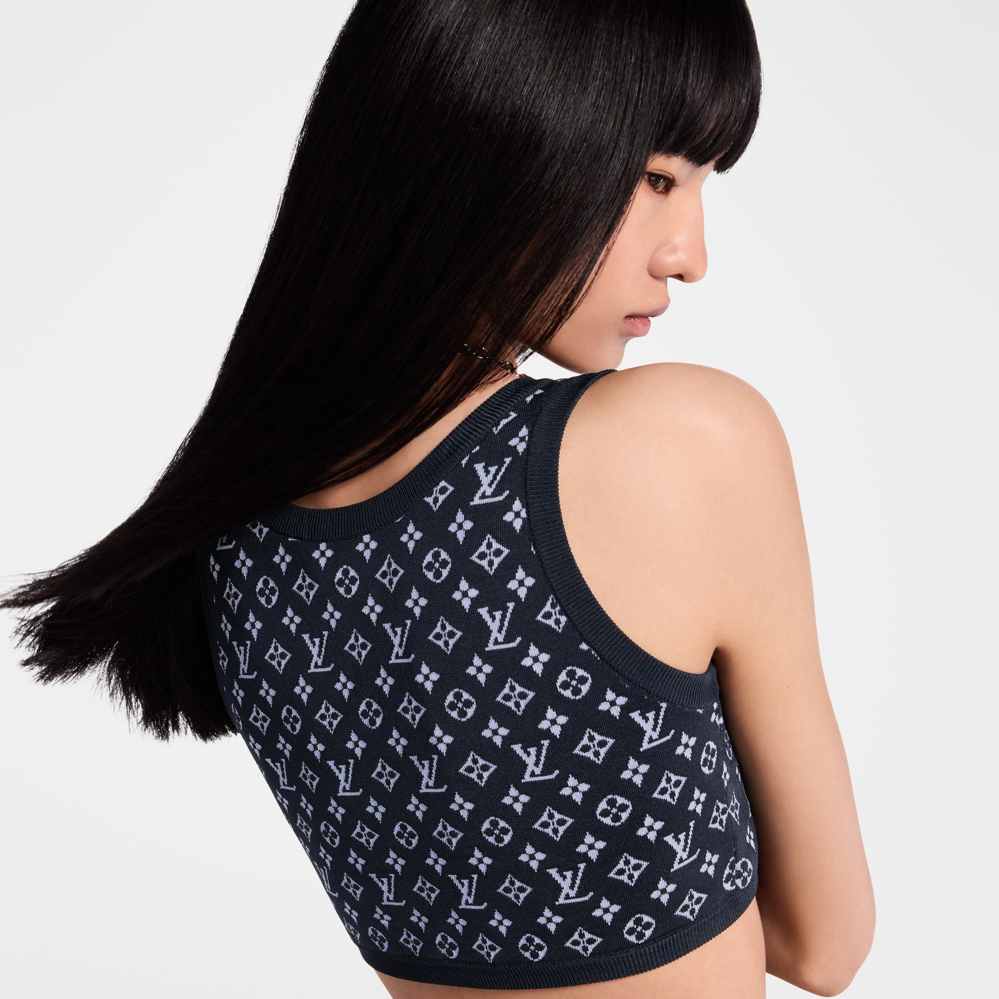 Monogram Jacquard Knit Crop Top - 7