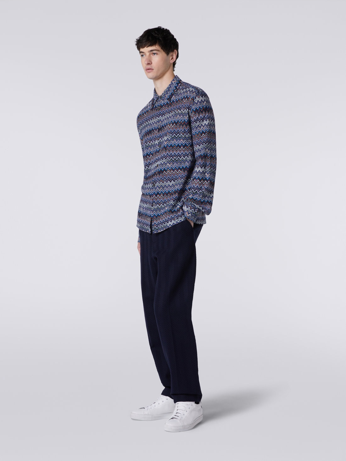 Long-sleeved shirt in cotton and viscose chevron - 3