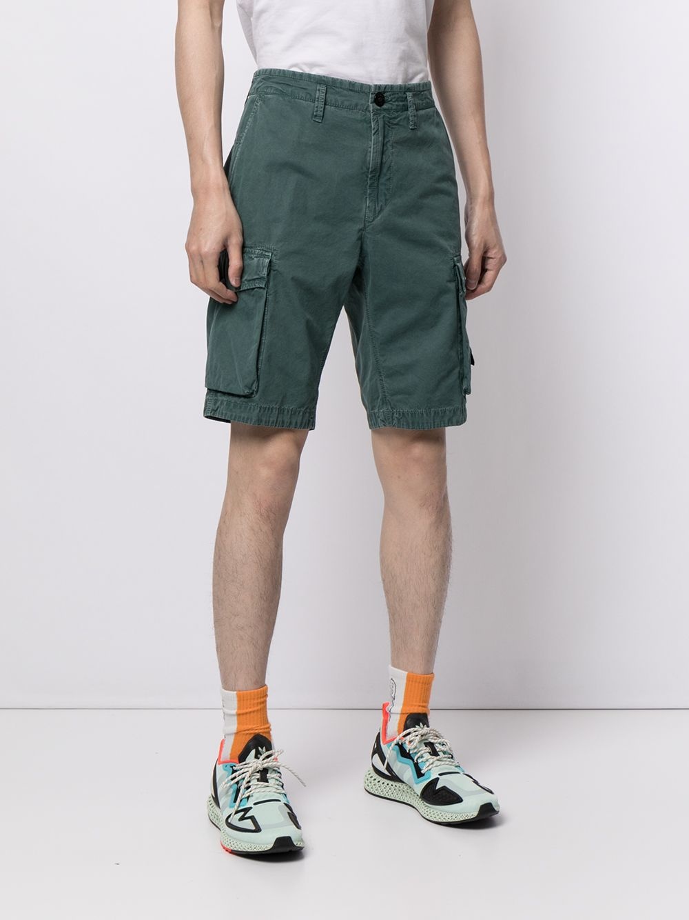 logo-patch cotton cargo shorts - 3