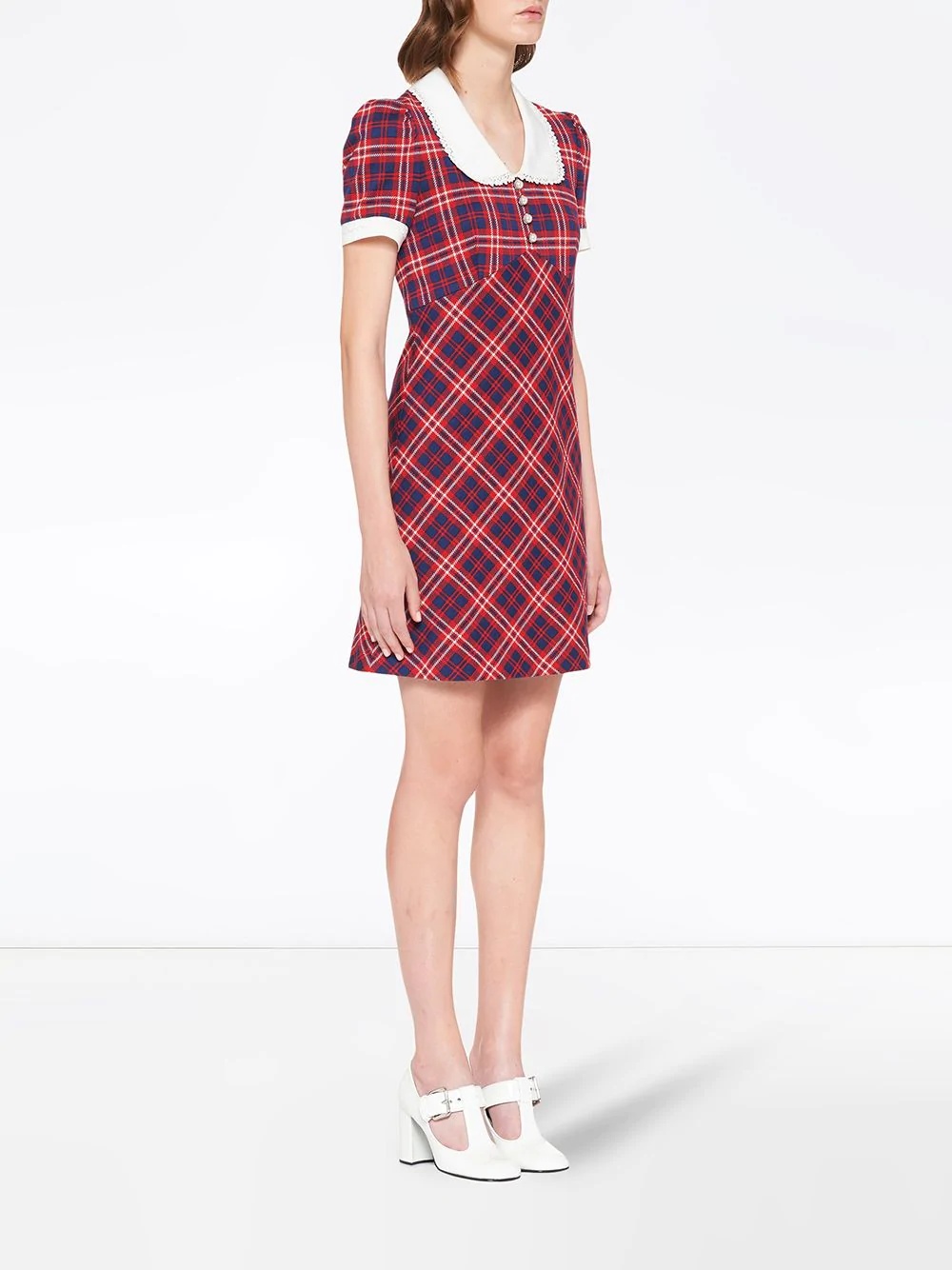 checked A-line dress - 3