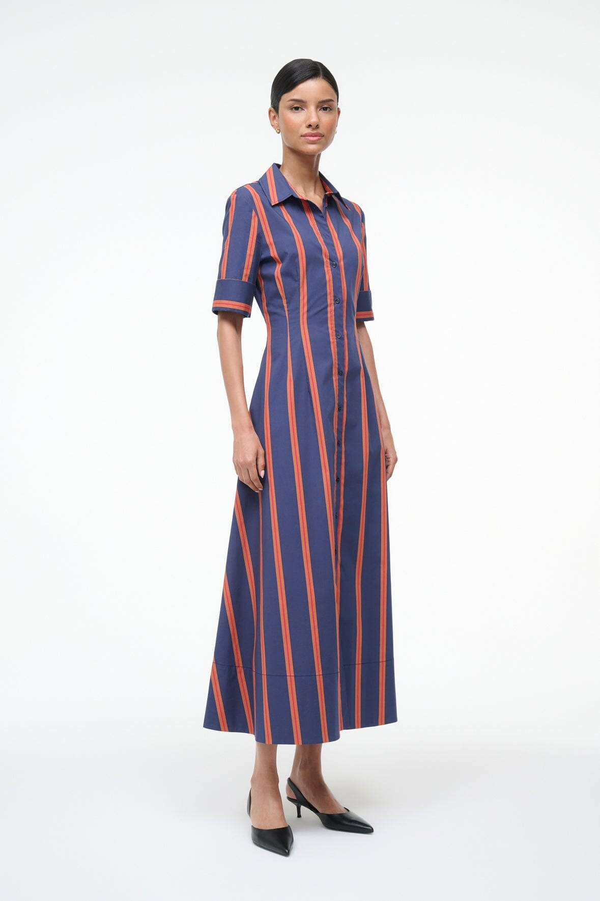 STAUD JOAN DRESS RAILROAD STRIPE - 4