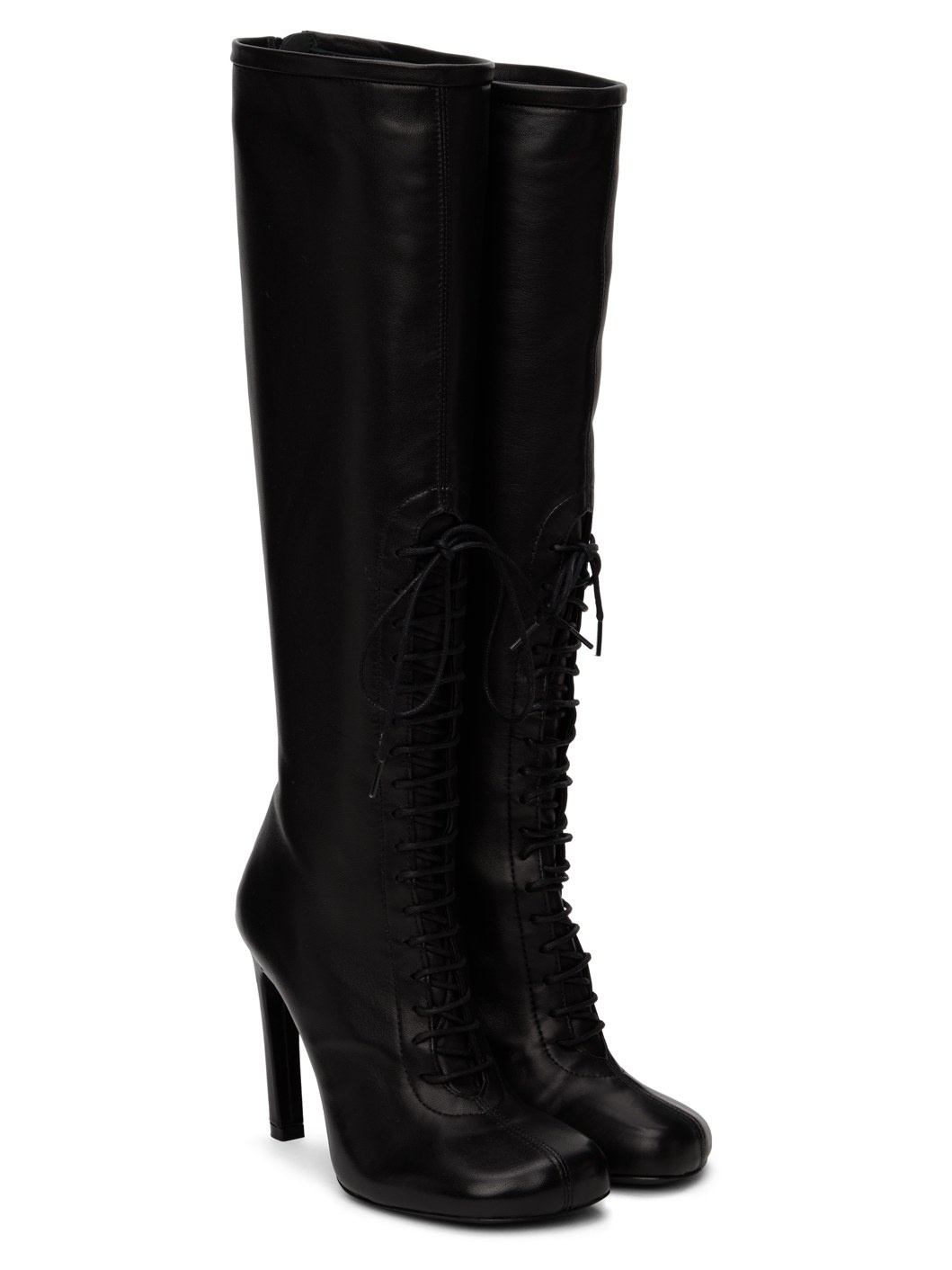 Black Lace-Up Tall Boots - 4