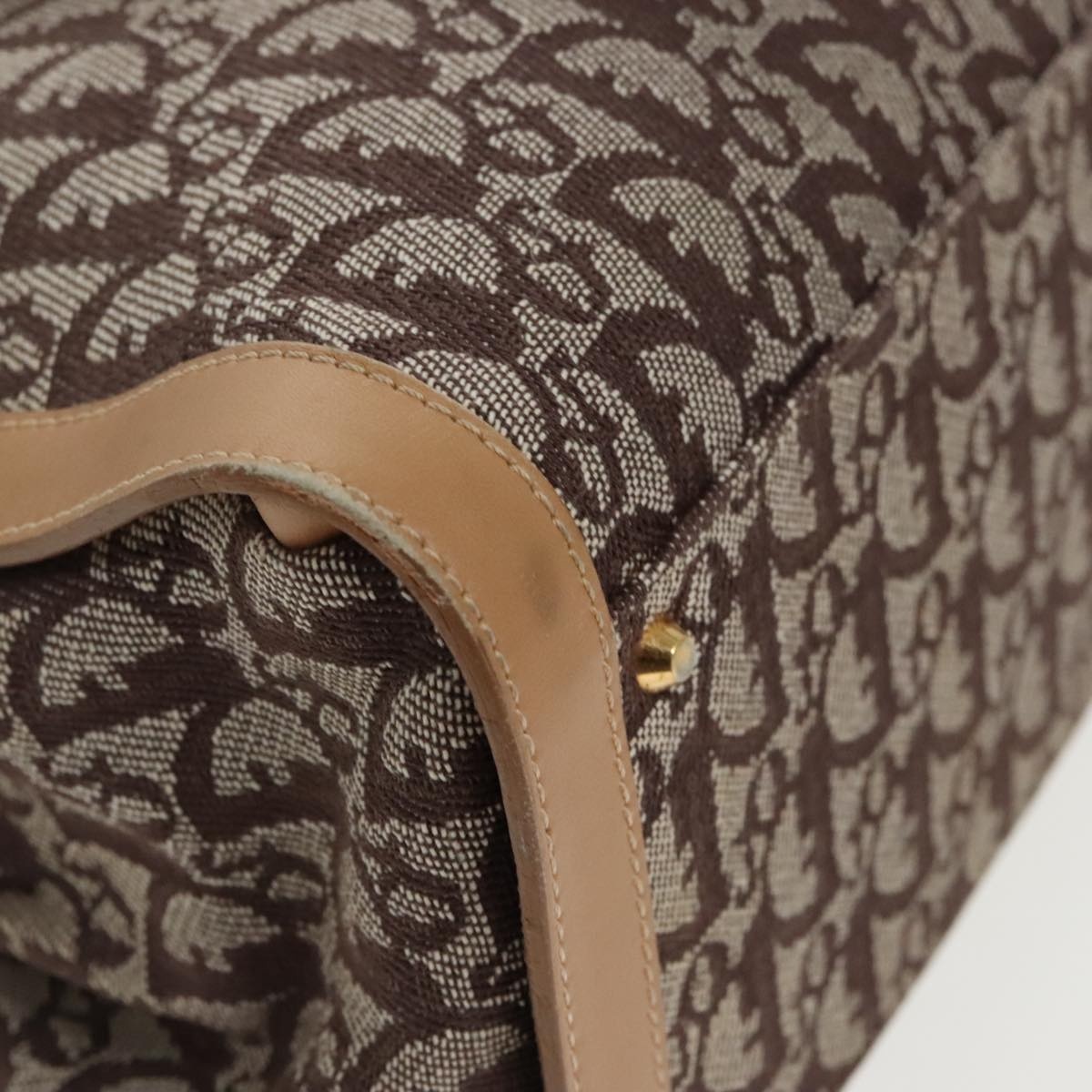 DIOR Trotter Canvas Hand Bag Beige Brown Gold - 15
