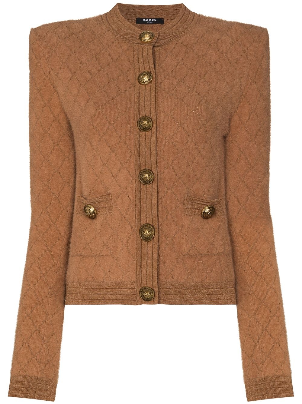 quilted-effect fitted cardigan - 1