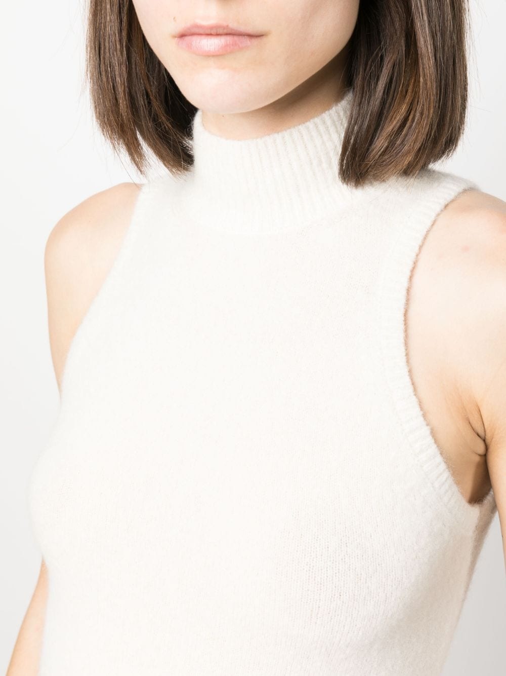 mock-neck sleeveless knitted top - 5