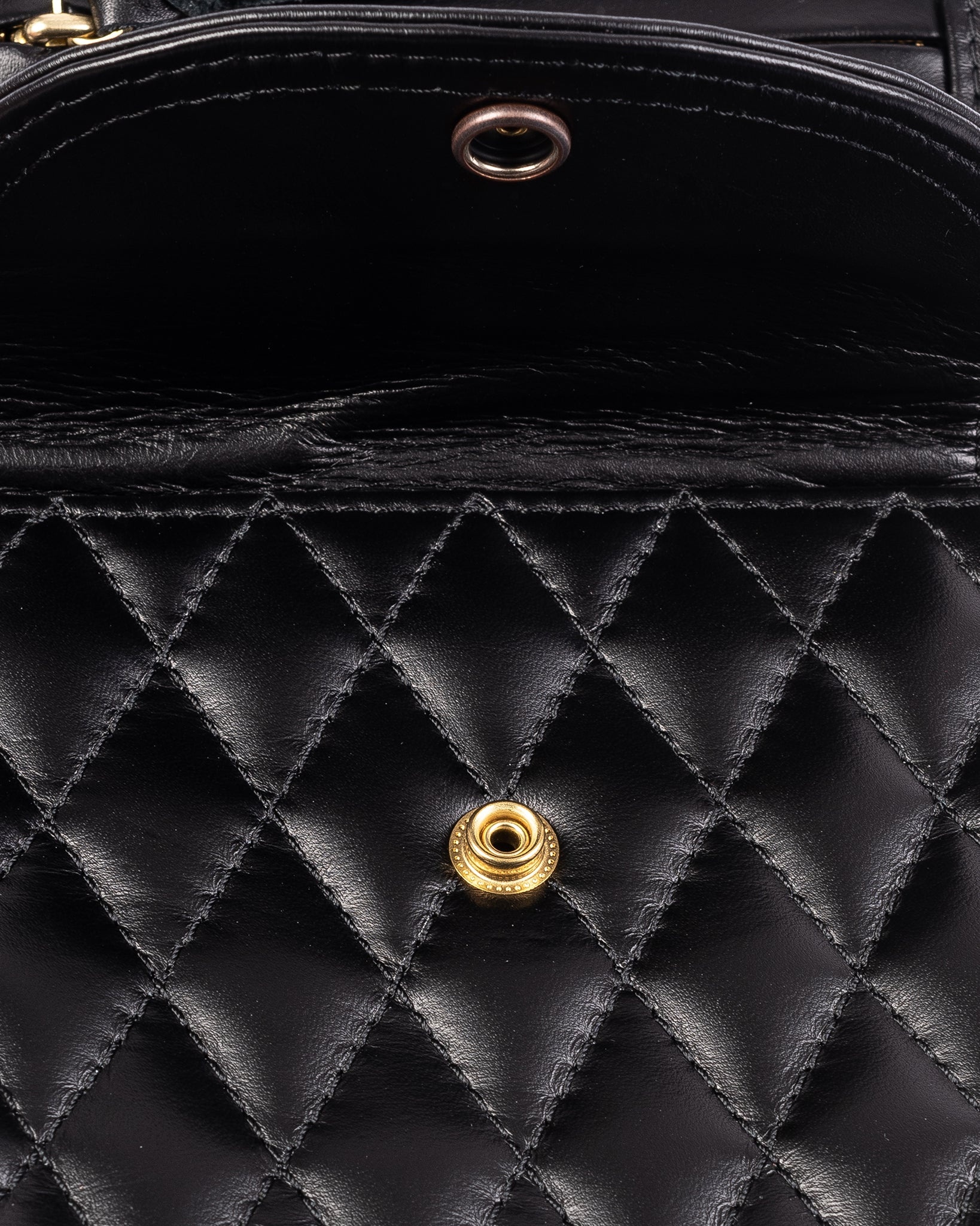 IHE-40-BLK Rectangular Leather Diamond Stitched Shoulder Bag - Black - 12
