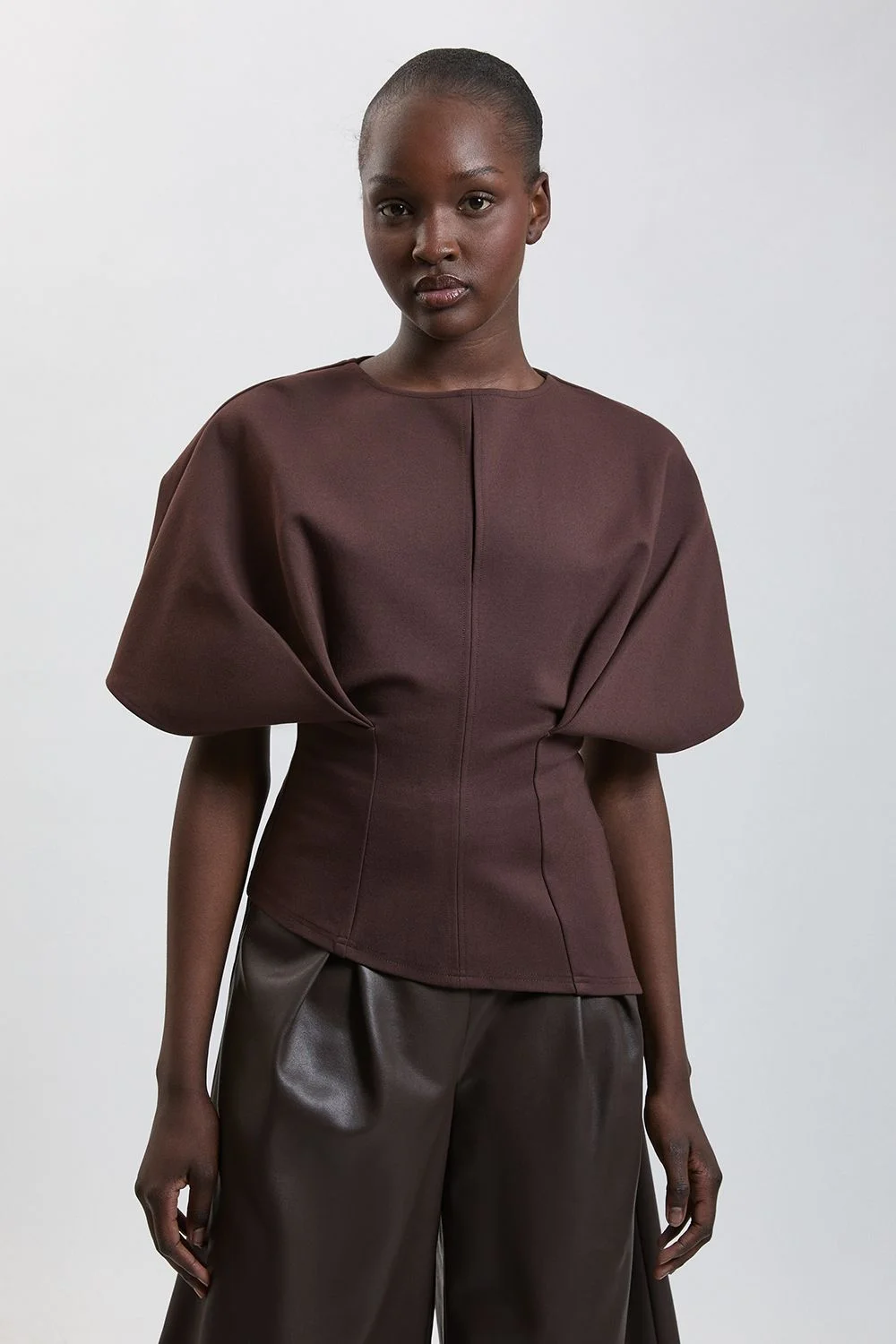 Pleat Detail Ponte Keyhole Top - 1