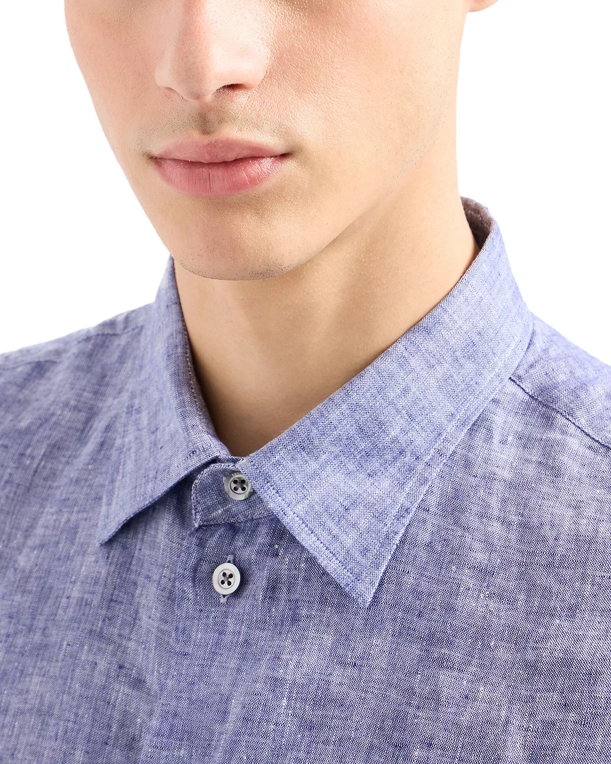 Long Sleeve Linen Chambray Button Front Shirt - 4