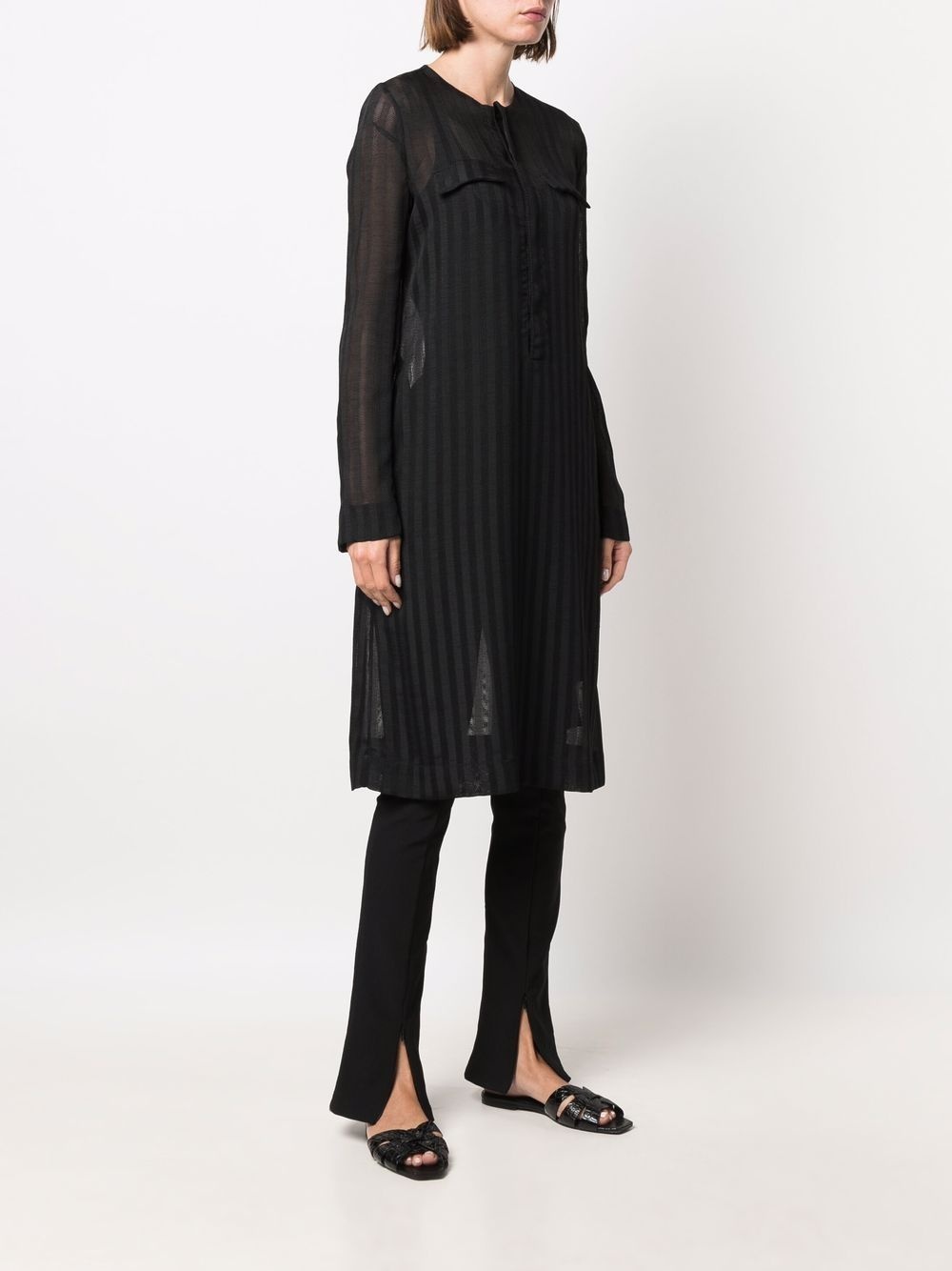 striped sheer oversized T-shirt - 3