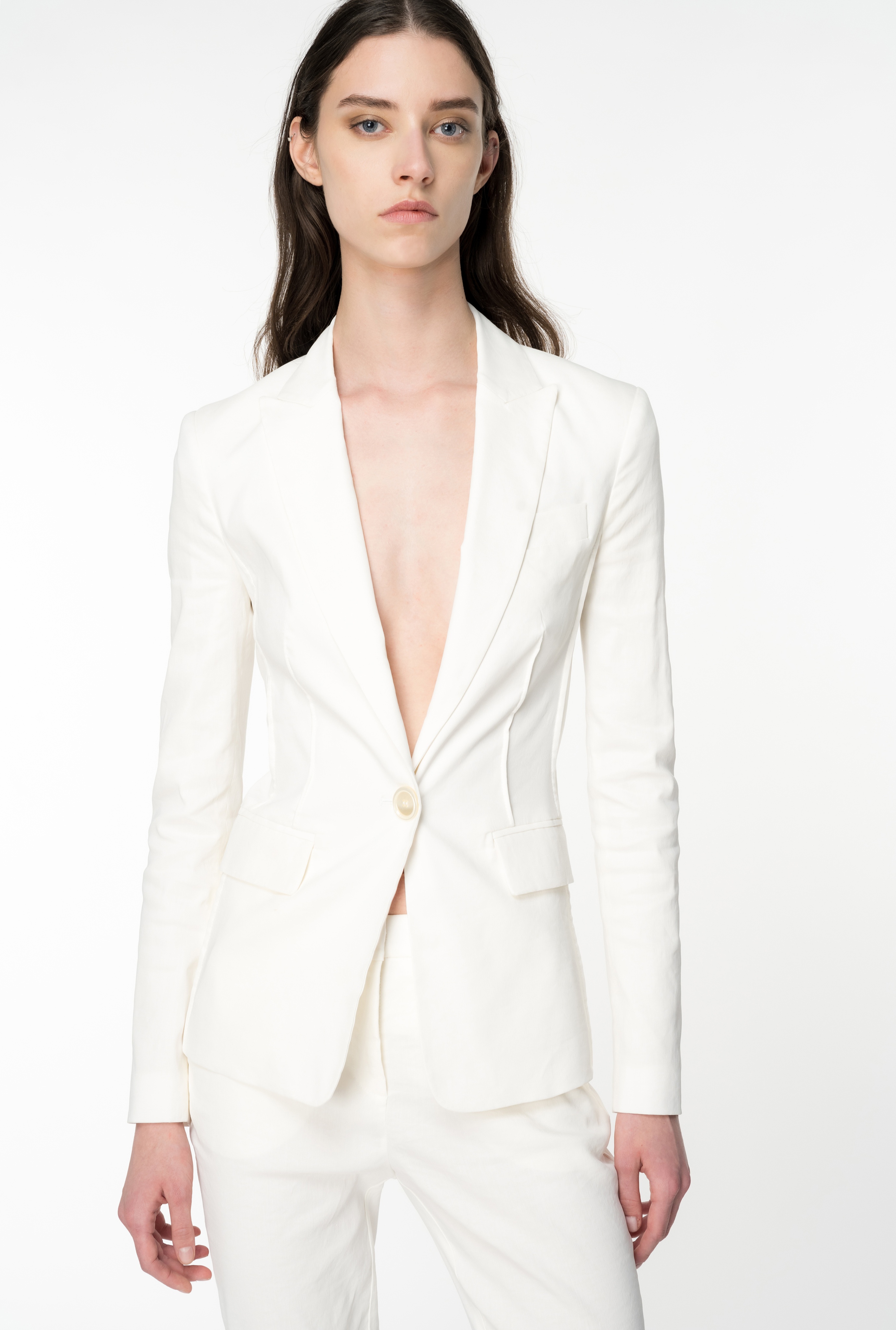 SINGLE-BREASTED STRETCH LINEN BLAZER - 3