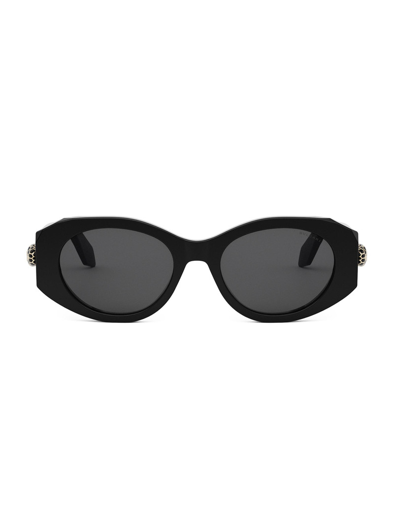 Women's Serpenti 52MM Oval Sunglasses - Black Dark Grey 1
