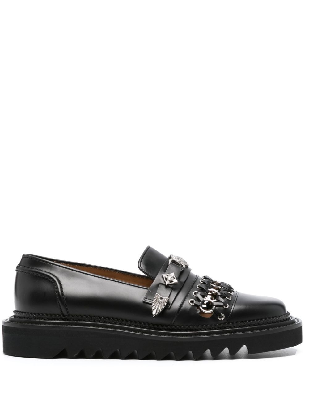 stud-embellished leather loafers - 1