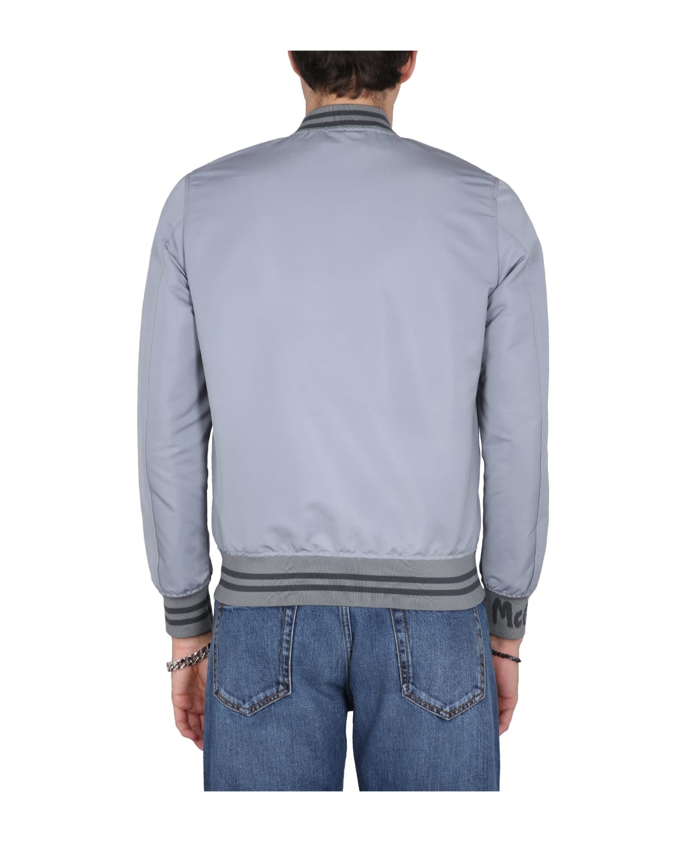 Stripe Trim Bomber Jacket - 3