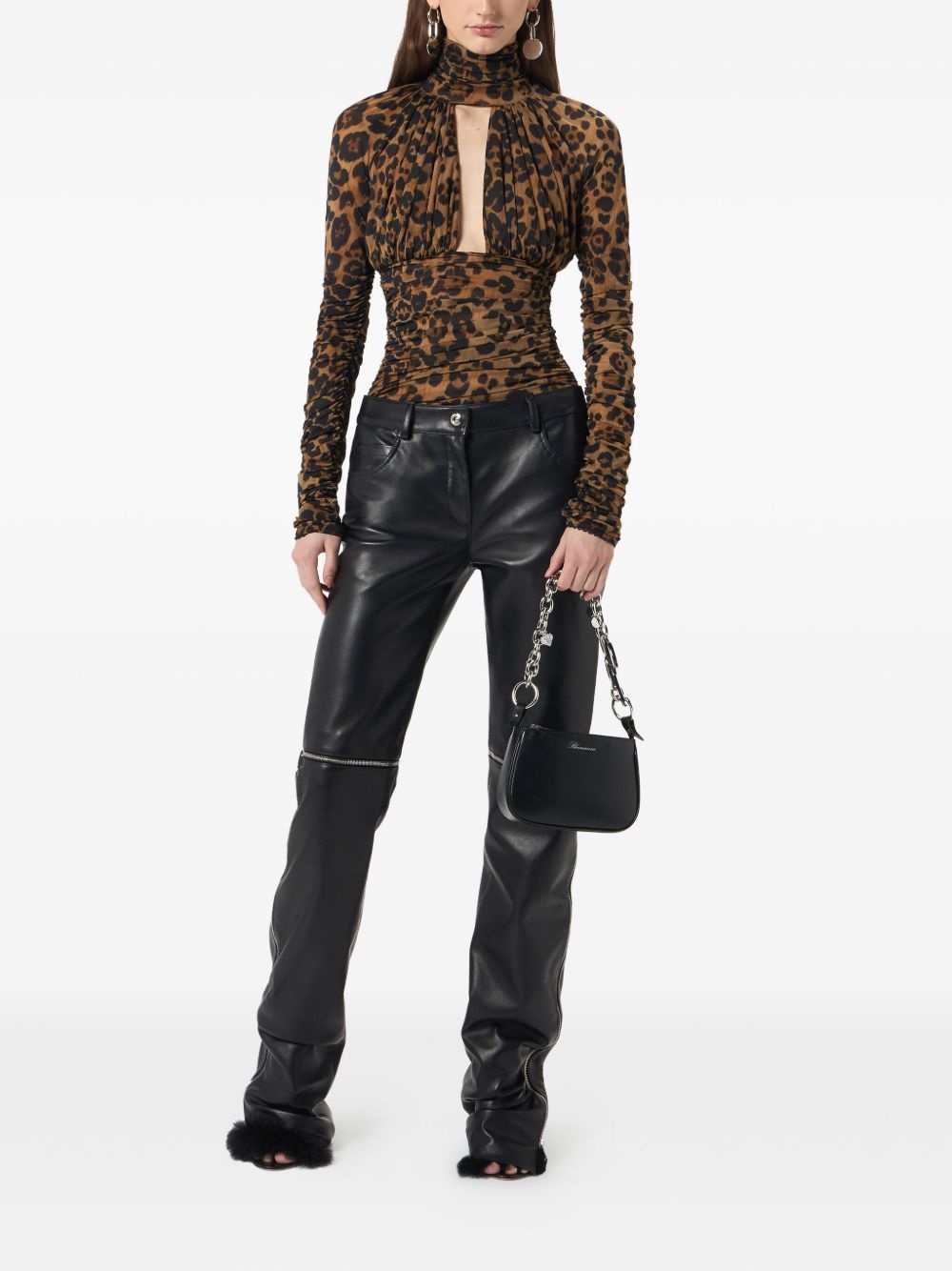 leather zip-detail trousers - 2