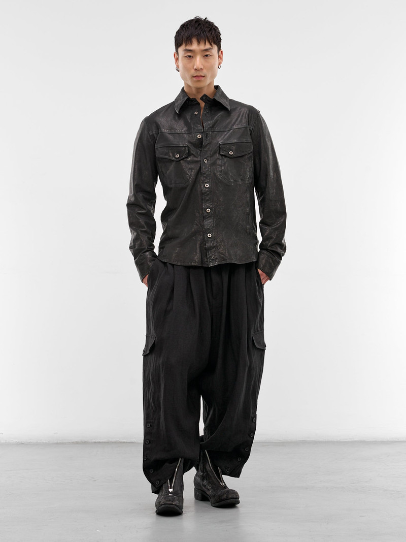 Yohji Yamamoto Black Leather Trucker Jacket outlook