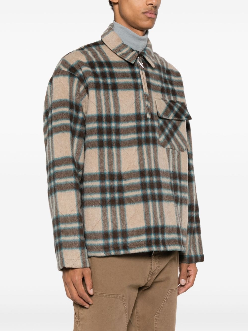 checked quilted shirt jacket - 3