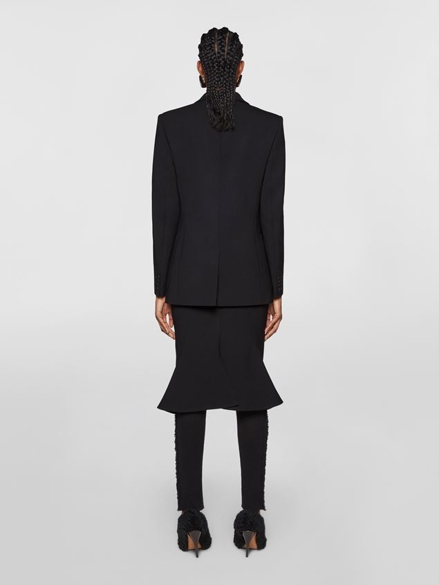 CREPE DOUBLE WOOL JACKET WITH LAPEL COLLAR - 3