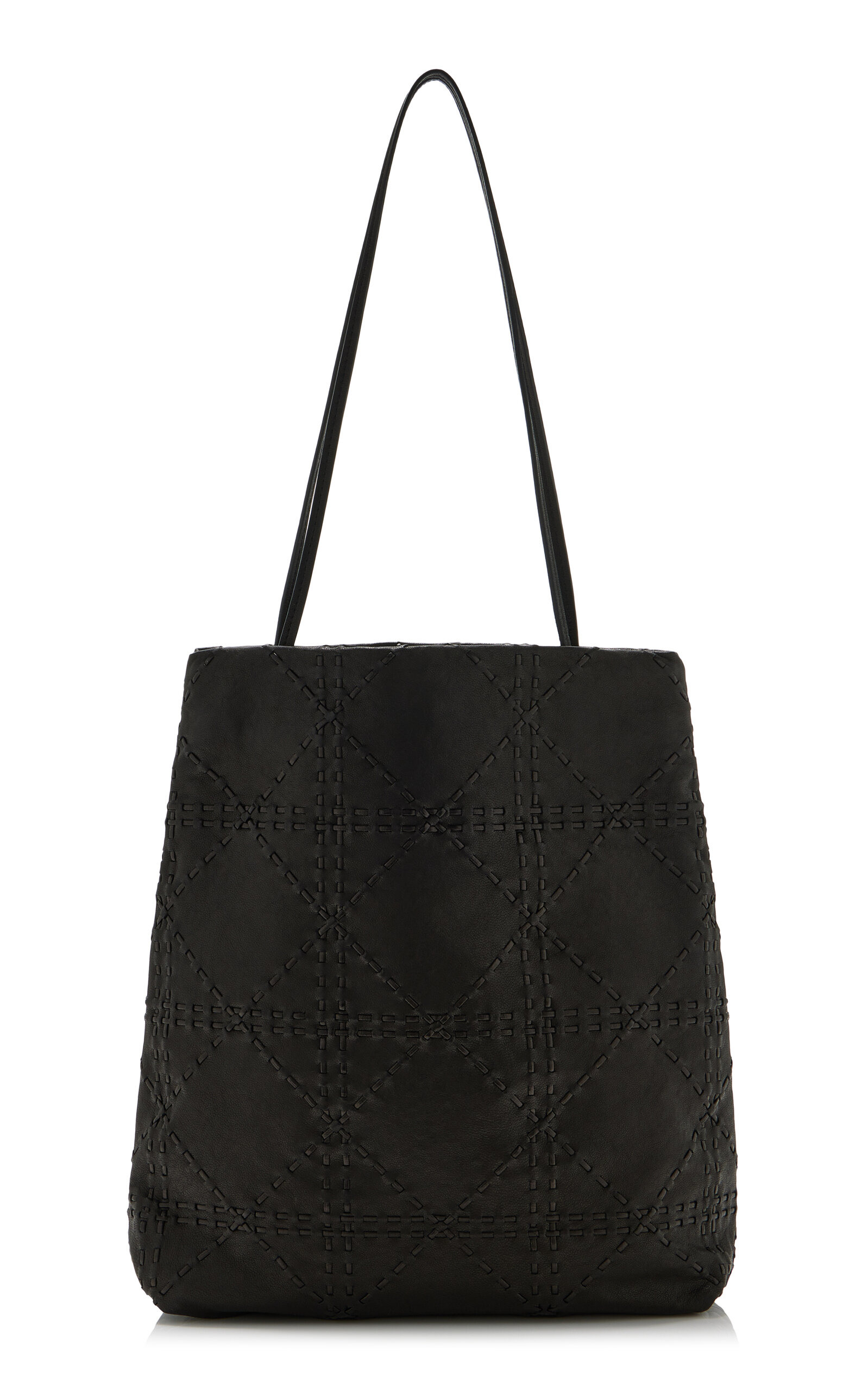 Lilou Embroidered Leather Tote Bag black - 1