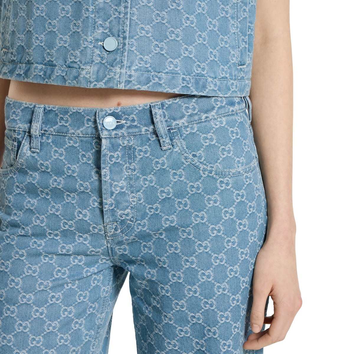 GG denim jacquard pants - 5