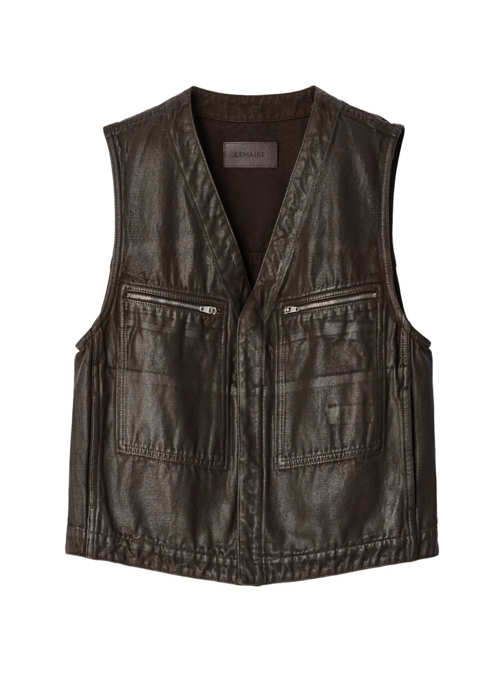 utility vest in coated broken twill - 1