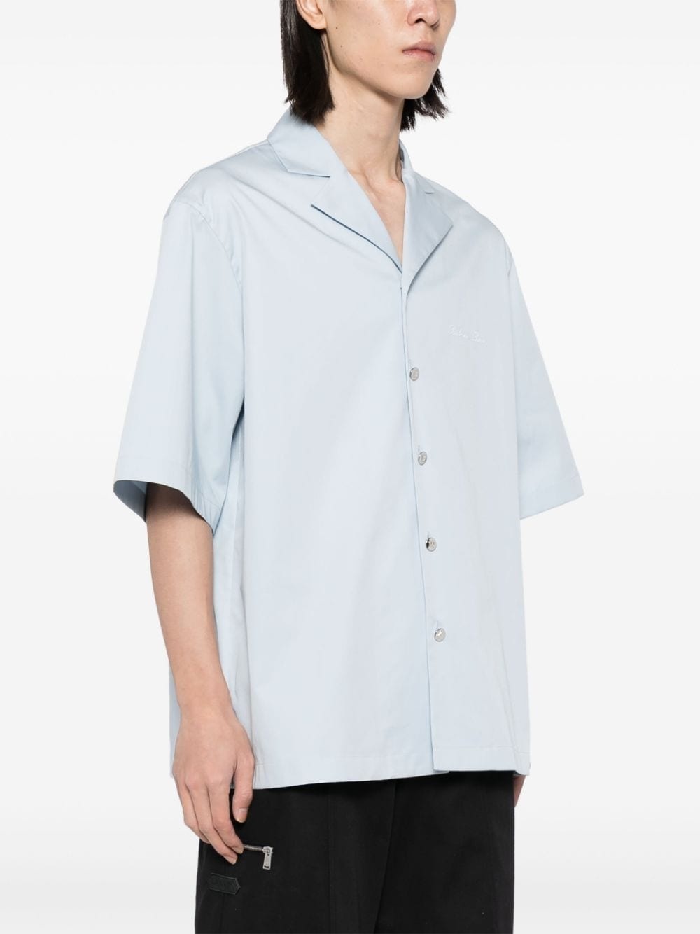 logo-embroidered cotton shirt - 3