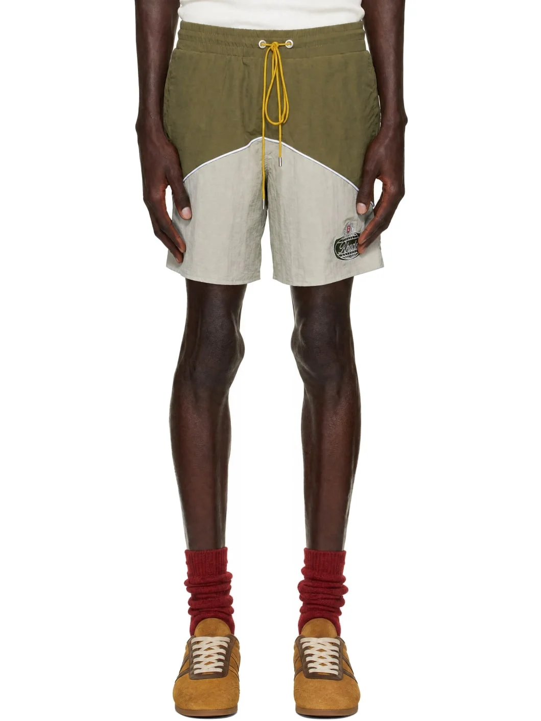 Khaki Desert Racing Track Shorts - 1