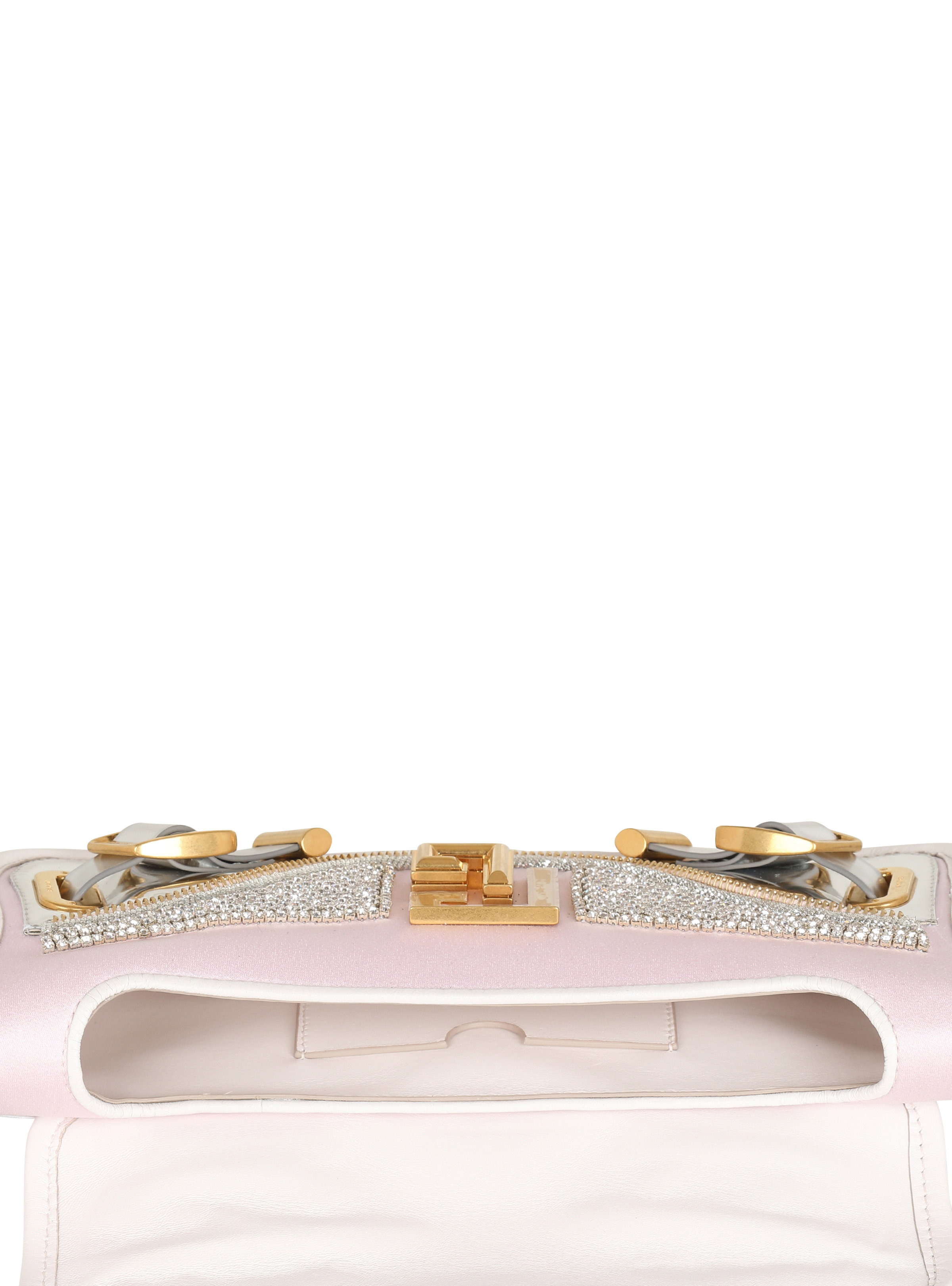 Blaze clutch bag in leather and embroidered satin - 4