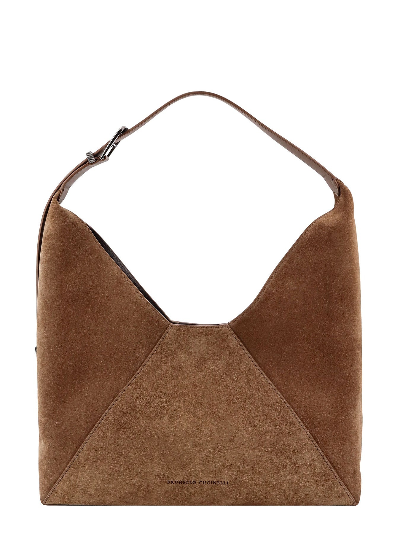 Suede shoulder bag with engraved logo - 1