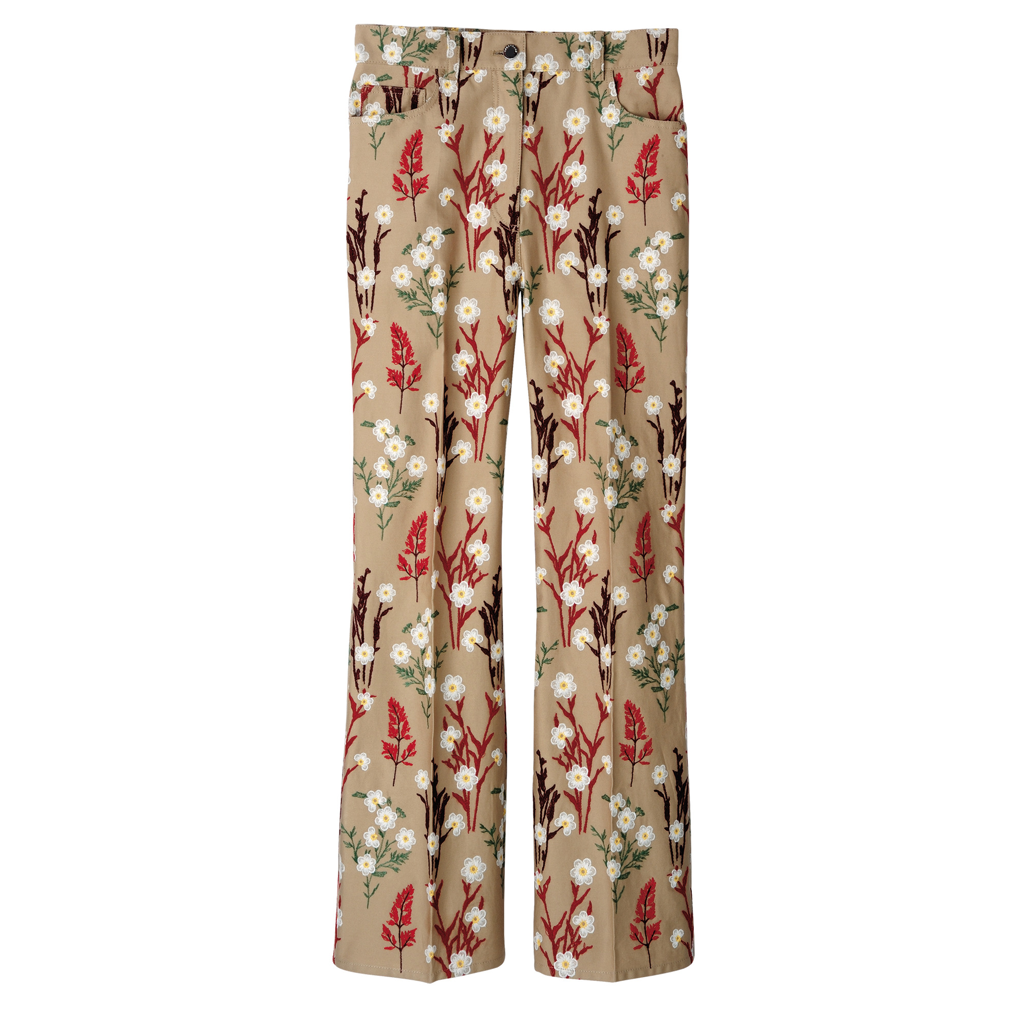 Embroidered trousers Oat - Gabardine - 1