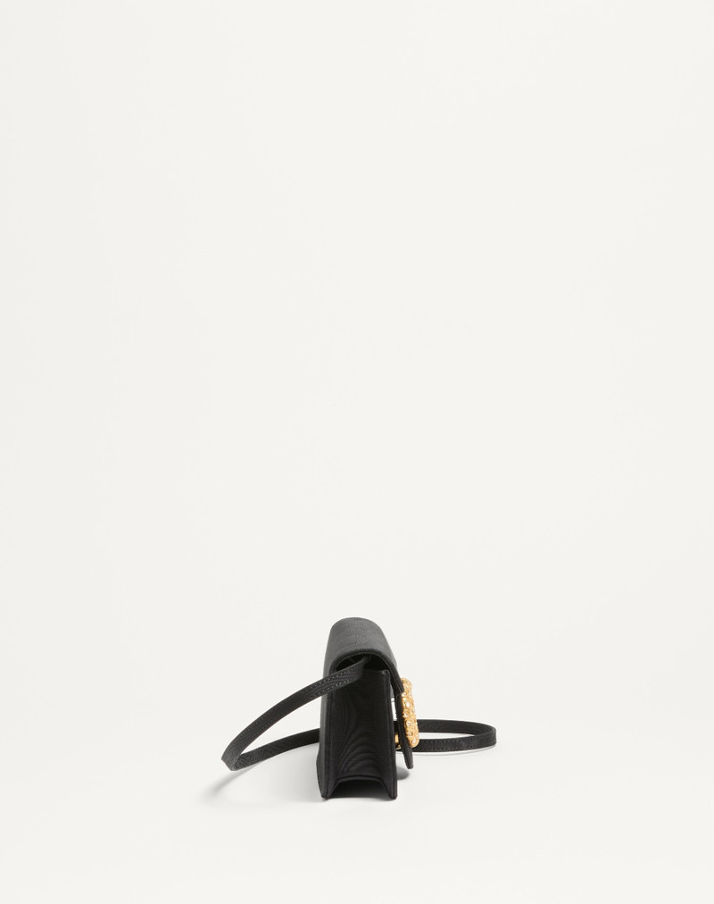 VALENTINO GARAVANI LOCÒ MOIRÉ FABRIC CLUTCH WITH JEWEL LOGO 4