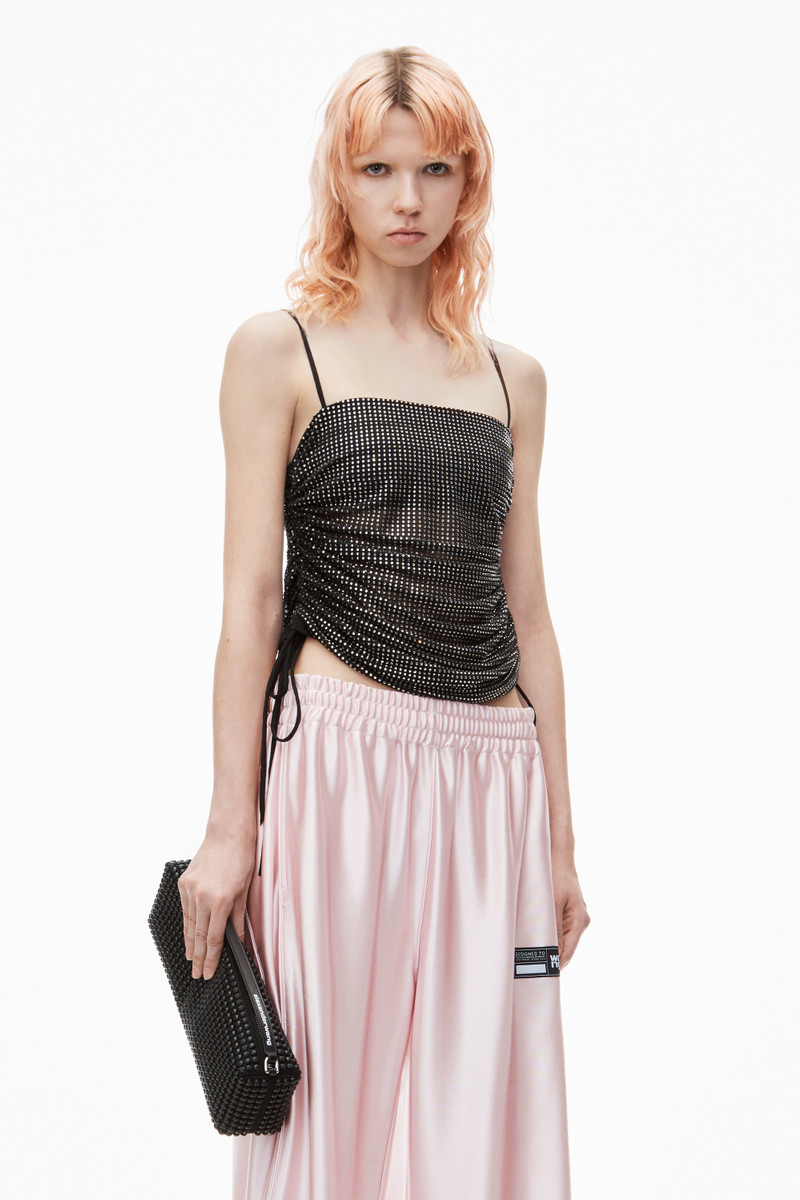 Alexander Wang Ruched Cami Top in Crystal Hotfix outlook