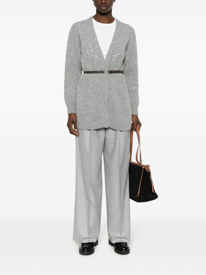 PESERICO sequin-embellished belted cardigan outlook