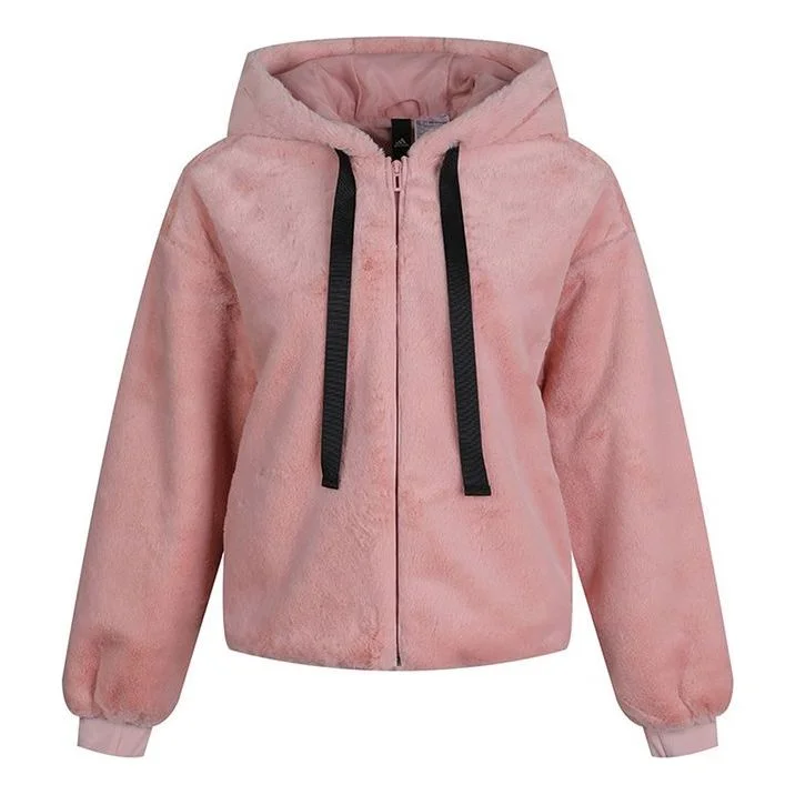 (WMNS) adidas Style Fur Hooded Jacket Pink GM1469 - 1