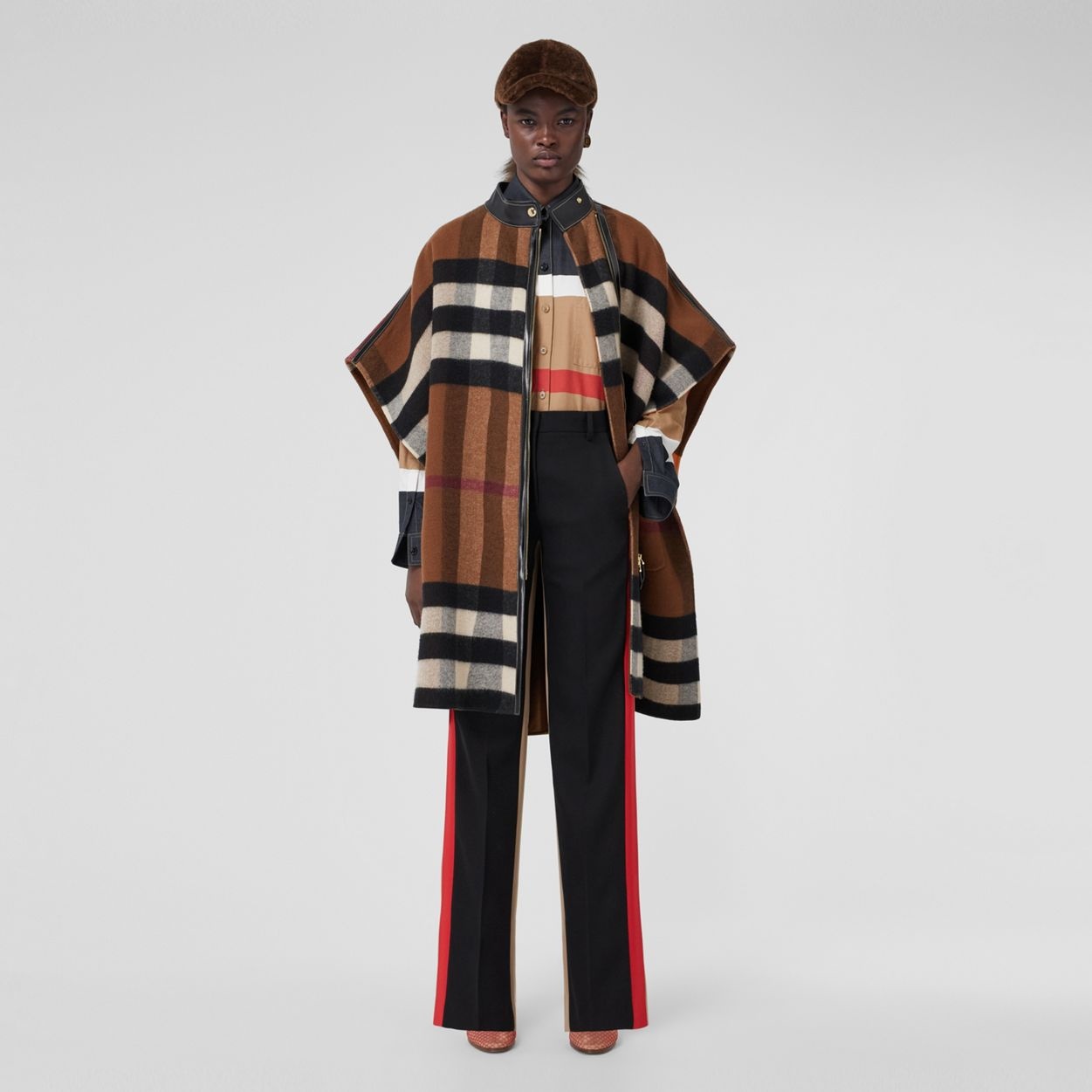Check Cashmere Zip-front Cape - 2