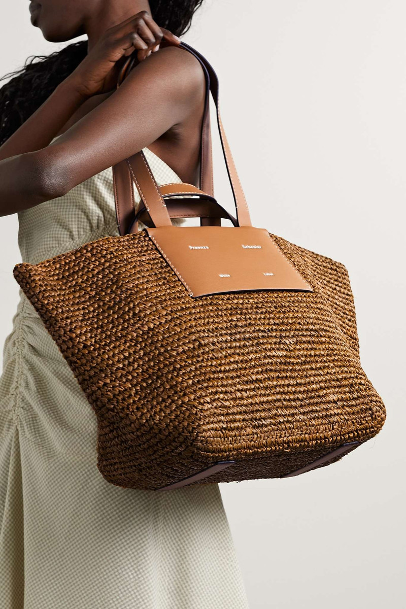 Proenza Schouler Morris large leather-trimmed raffia tote outlook