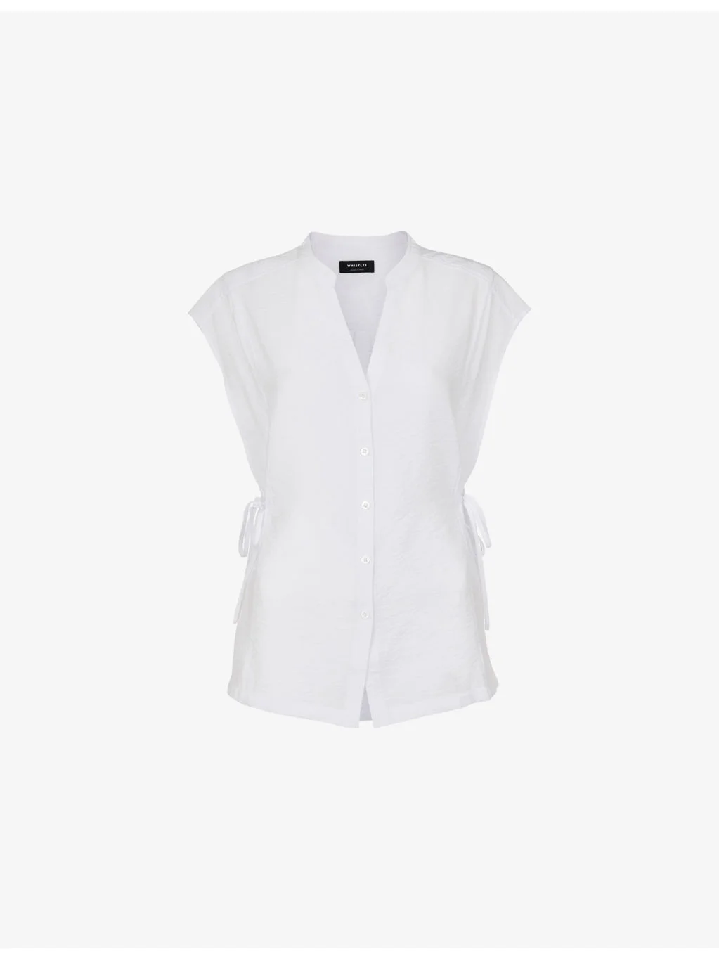 Side-Tie Button-Down Woven Shirt - 1