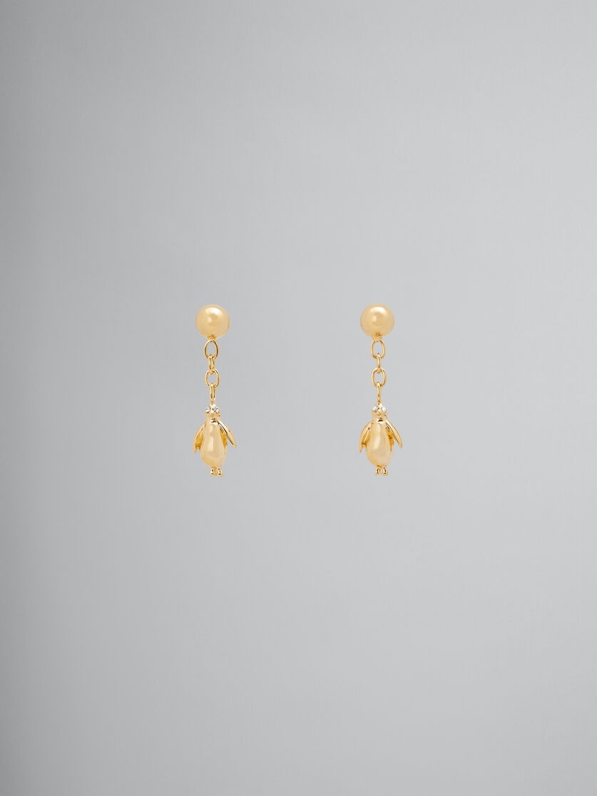 GOLD PENGUIN DROP EARRINGS - 1