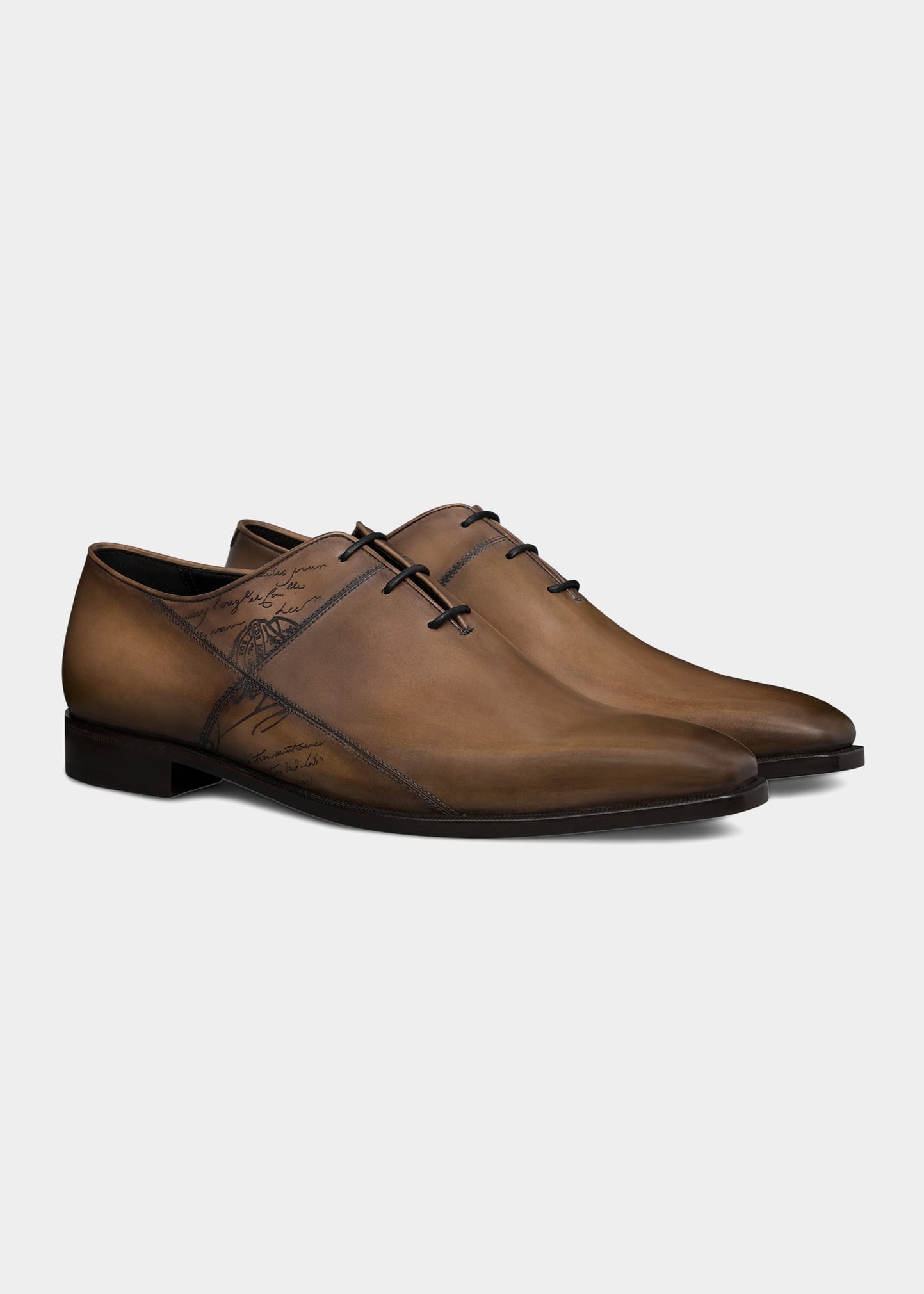 Berluti Men's Alessandro Scritto Leather Oxfords | REVERSIBLE Berluti Men's Alessandro Scritto Leather Oxfords | REVERSIBLE