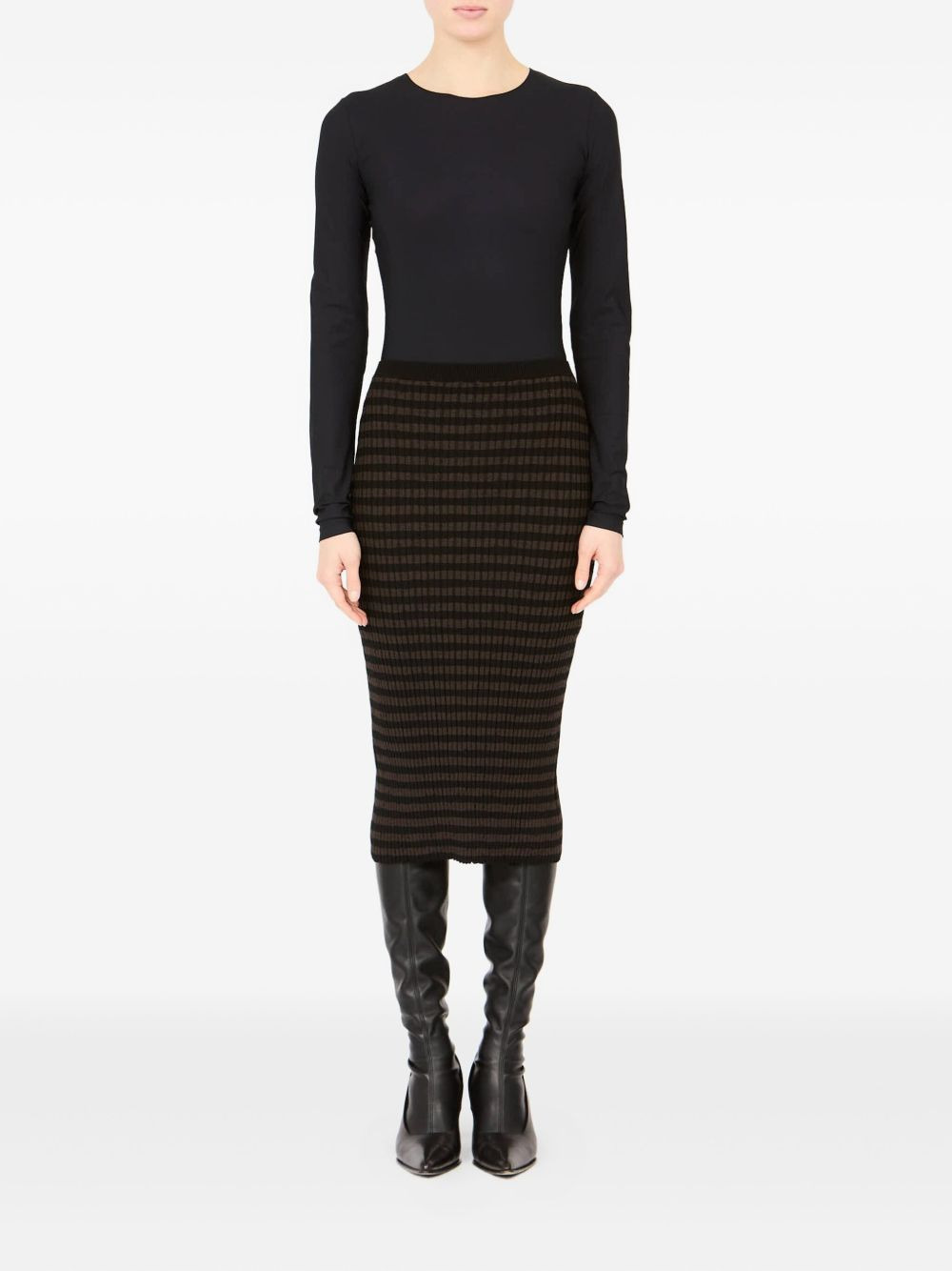 ribbed striped midi skirt - 2