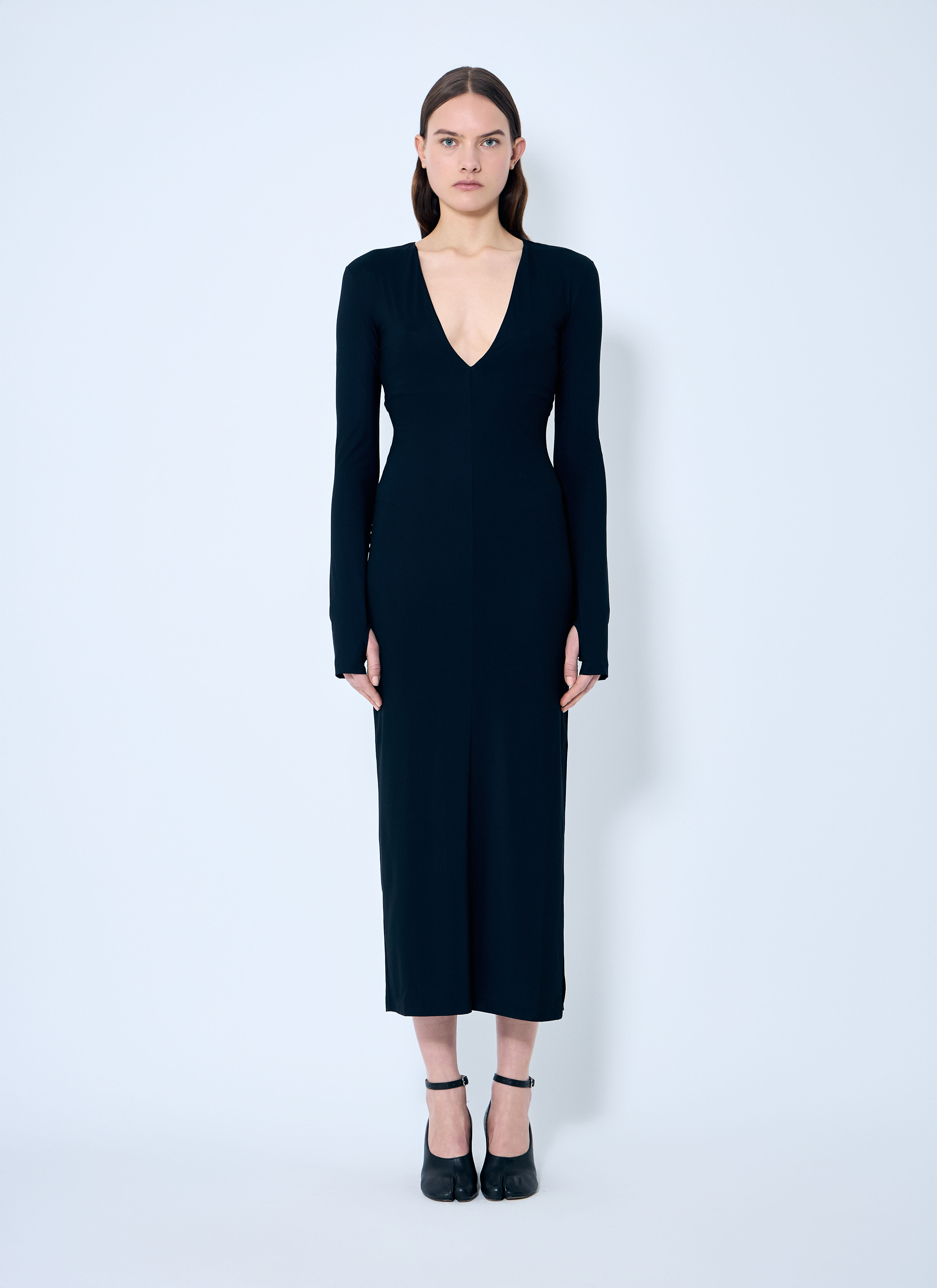 Deep V Neck Dress - 1