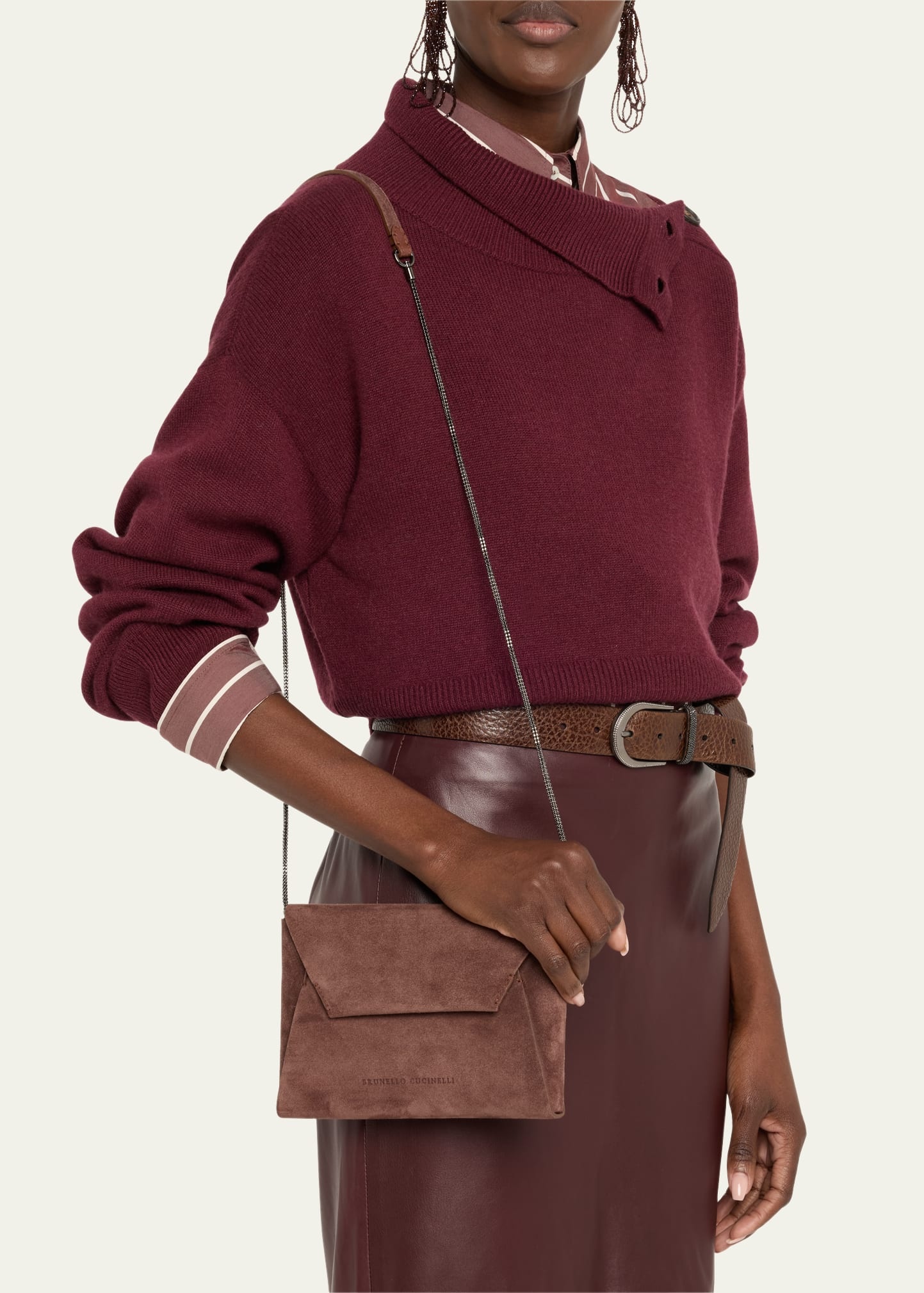 Duo Monili Suede Pouchette Crossbody Bag - 2