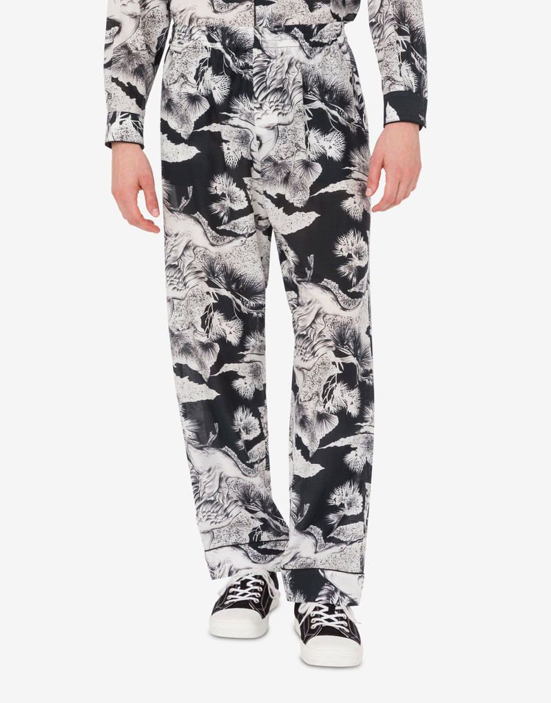 Moschino LIGHTWEIGHT COTTON POPLIN PANTS WITH GOOSE PRINT outlook
