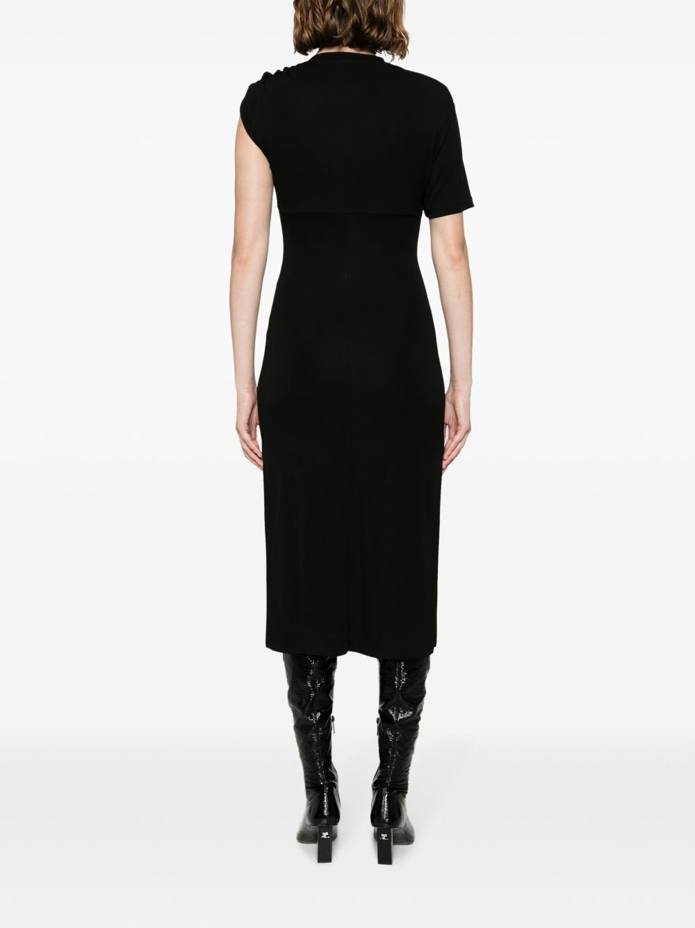 logo-appliqué asymmetric midi dress - 4