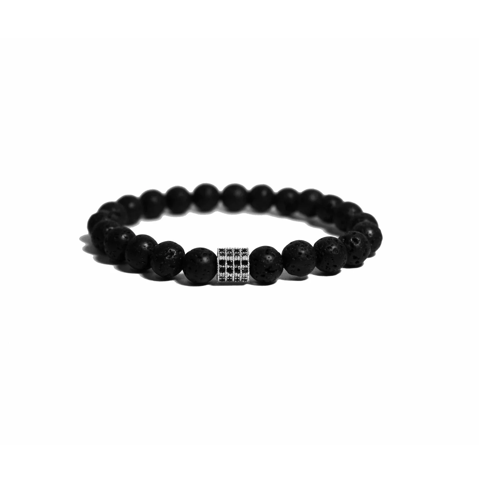 Bracelet - Platinum Pavé & Lava Stone - 1