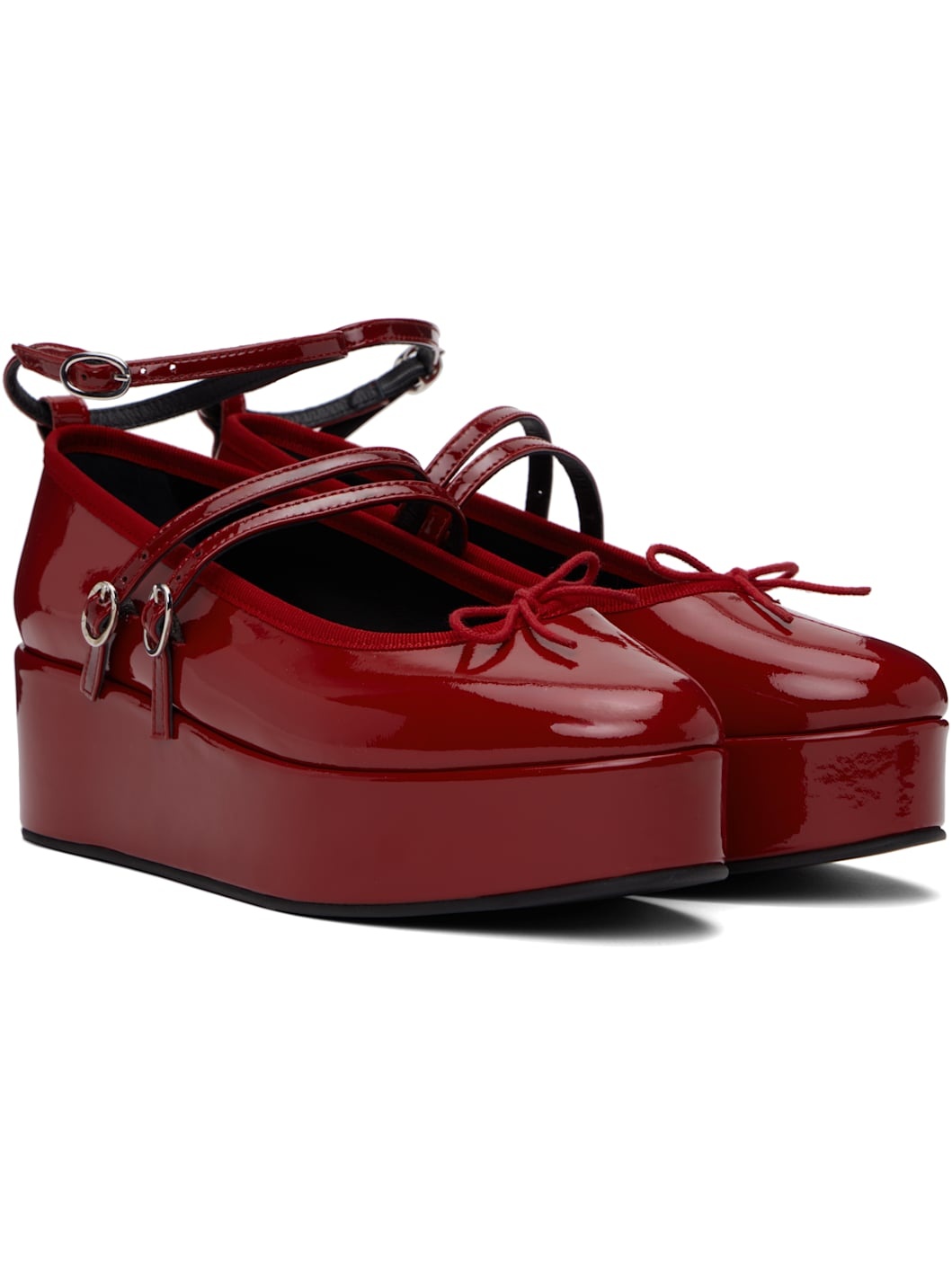 Red Cendrillon Platform Mary Jane Ballerina Flats - 4