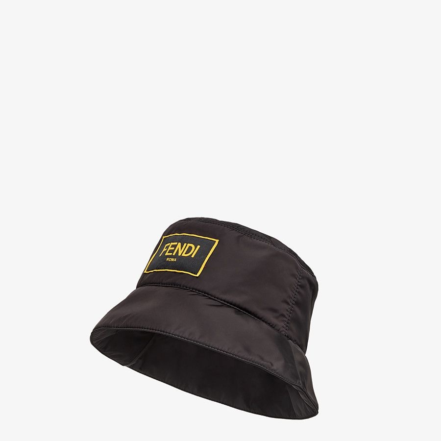 Black nylon bucket hat - 1