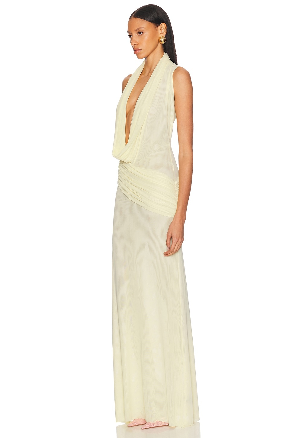 Plunge Neckline Sleeveless Gown - 3