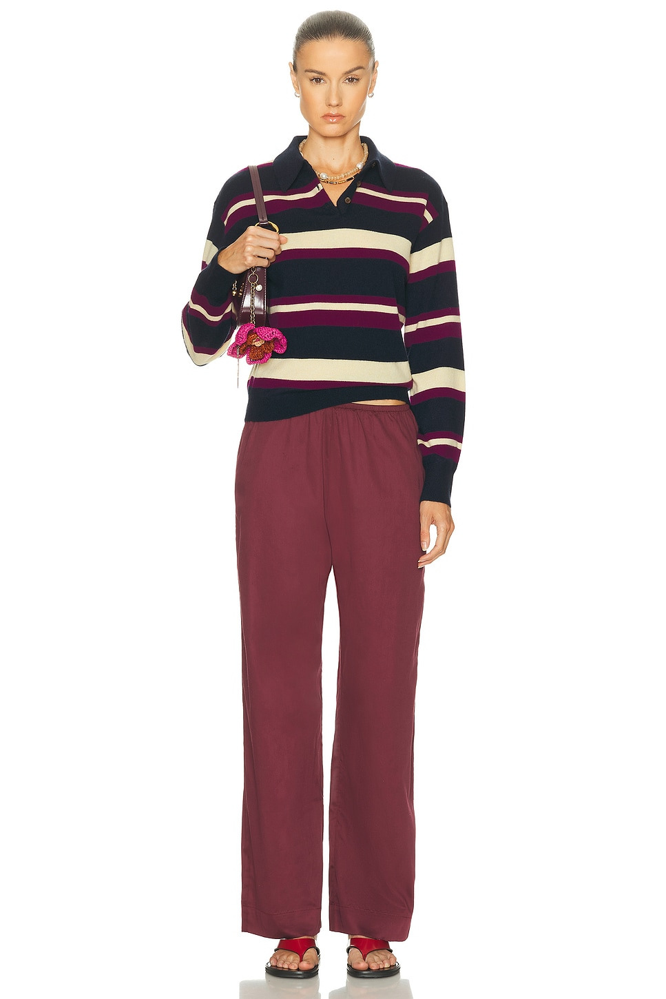 Collegiate Stripe Polo Top - 4