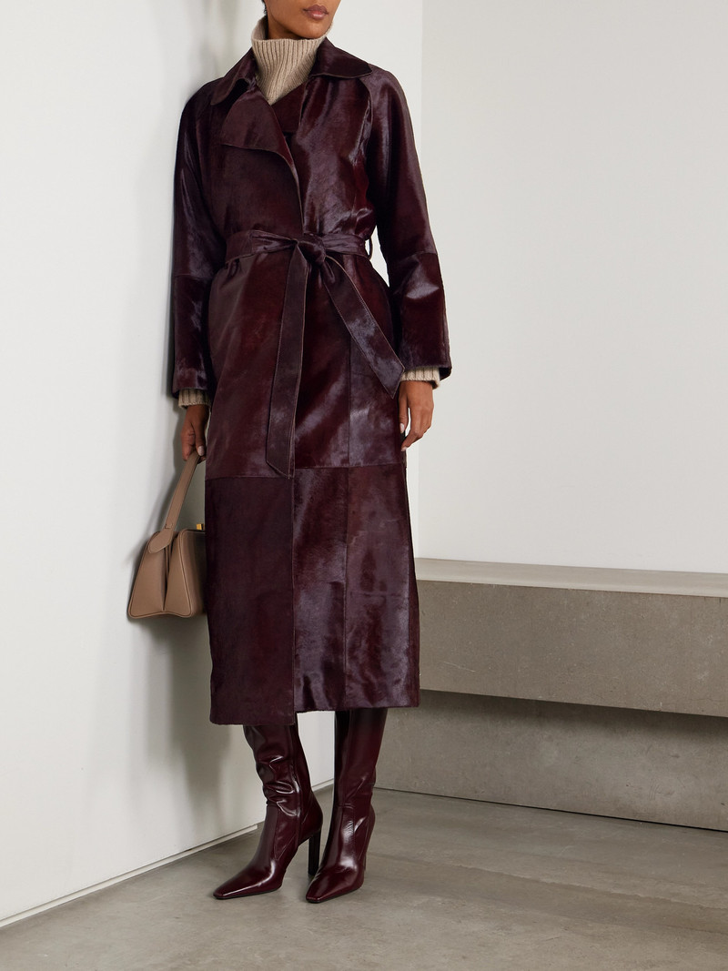 NOUR HAMMOUR Althea Belted Cow Hair Trench Coat outlook