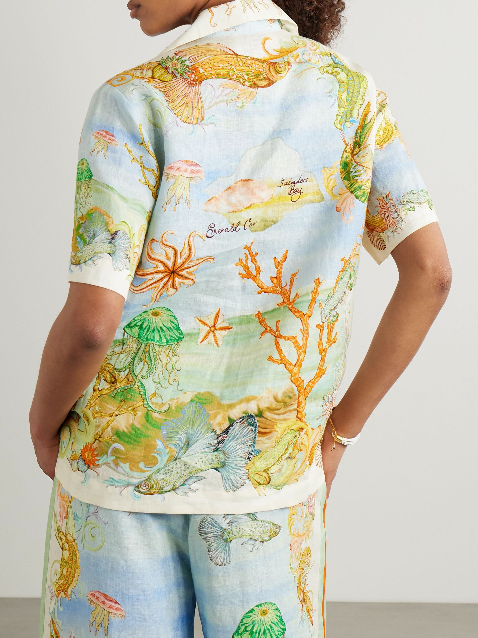 + Sam Pauletto Emerald Cove printed linen-gauze shirt Blue - 3